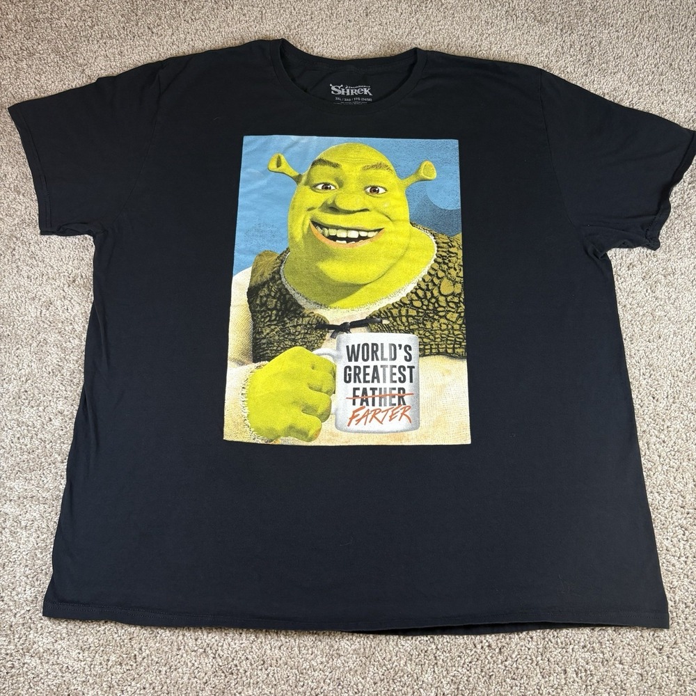 Shrek‎ Worlds Greatest Farter Graphic Tee Black Dreamworks Oversize 3XL Humor